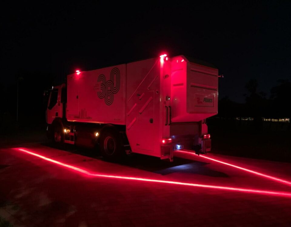 Instalación de sistema de luces perimetrales de lavacontenedores de carga trasera Feniks para Contenur
